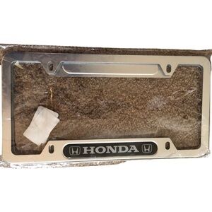 Honda License Plate 2PC Stainless Steel Frame New No Hardware Silver Protection